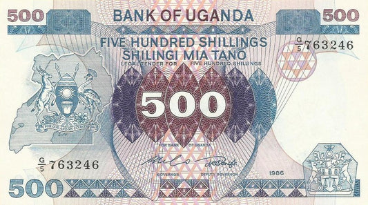 Uganda - 500 shillings 1986 (# 25)