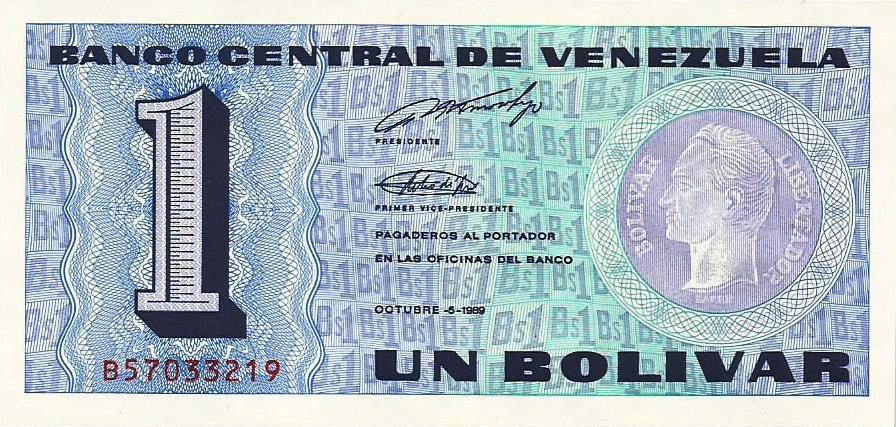 Venezuela - 1 Bolivar 1989 (# 68)