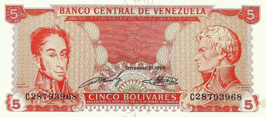 Venezuela - 5 Bolivares 1989 (# 70b)
