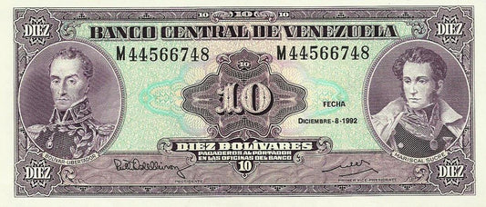 Venezuela - 10 Bolivares 1992 (# 61c)