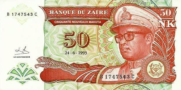 Zaire - 50 Novas Makutas 1993 (# 57)