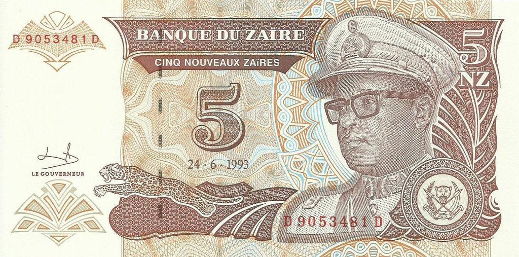 Zaire - 5 Novos Zaires 1993 (# 53a)
