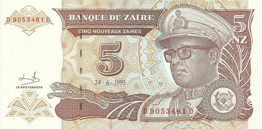 Zaire - 5 Novos Zaires 1993 (# 53a)