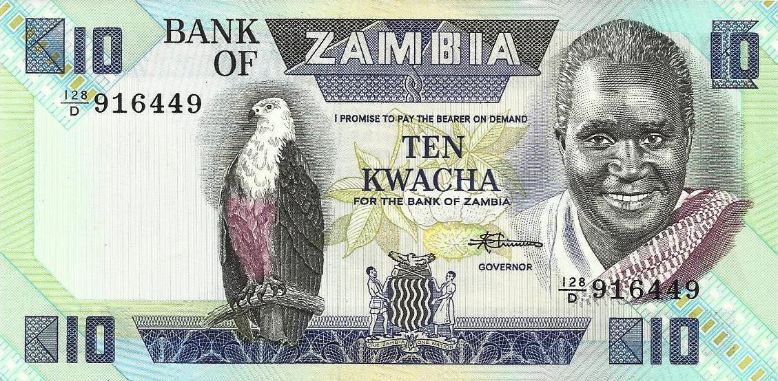 Zambia - 10 Kwacha 1980/88 (# 26e)