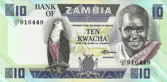 Zambia - 10 Kwacha 1980/88 (# 26e)