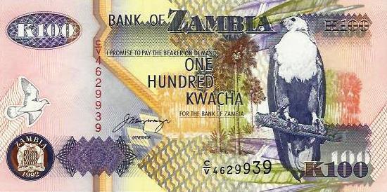 Zambia - 100 Kwacha 1992 (# 38b)