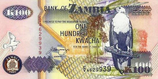 Zambia - 100 Kwacha 1992 (# 38b)
