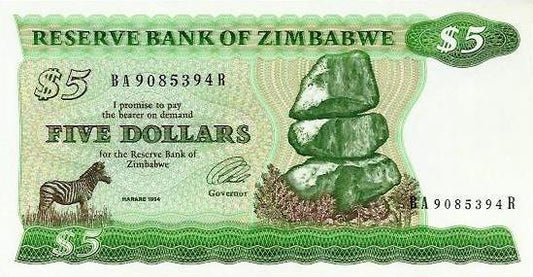 Zimbabwé - 5 Dolares 1994 (# 2e)