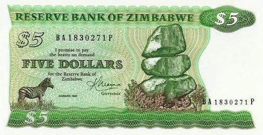 Zimbabwé - 5 Dolares 1983 (# 2c)