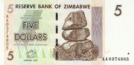Zimbabwé - 5 Dolares 2007 (# 66)