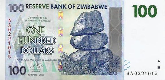 Zimbabwé - 100 Dolares 2007 (# 69)