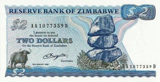 Zimbabwé - 2 Dolares 1980 (# 1a)