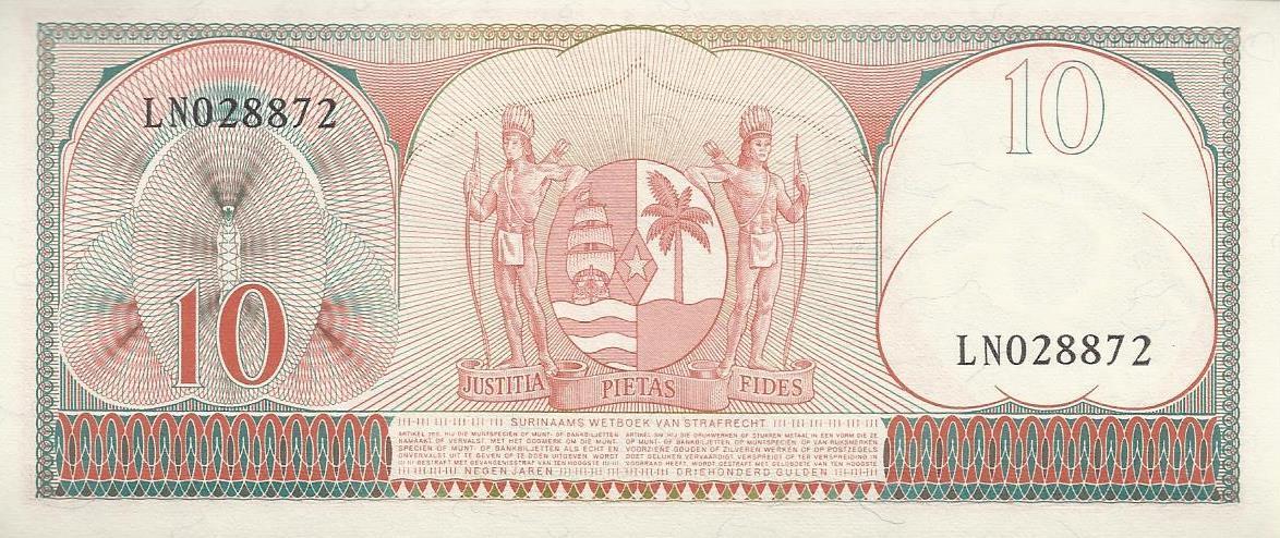 Suriname - 10 Gulden 1963 (# 121b)