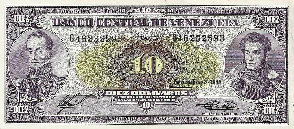 Venezuela - 10 Bolivares 1988 (# 62)
